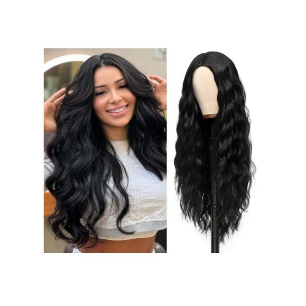 Women's Sexy Wigs 30 In Long Curly Wavy Wigs Black Glueless Middle Part